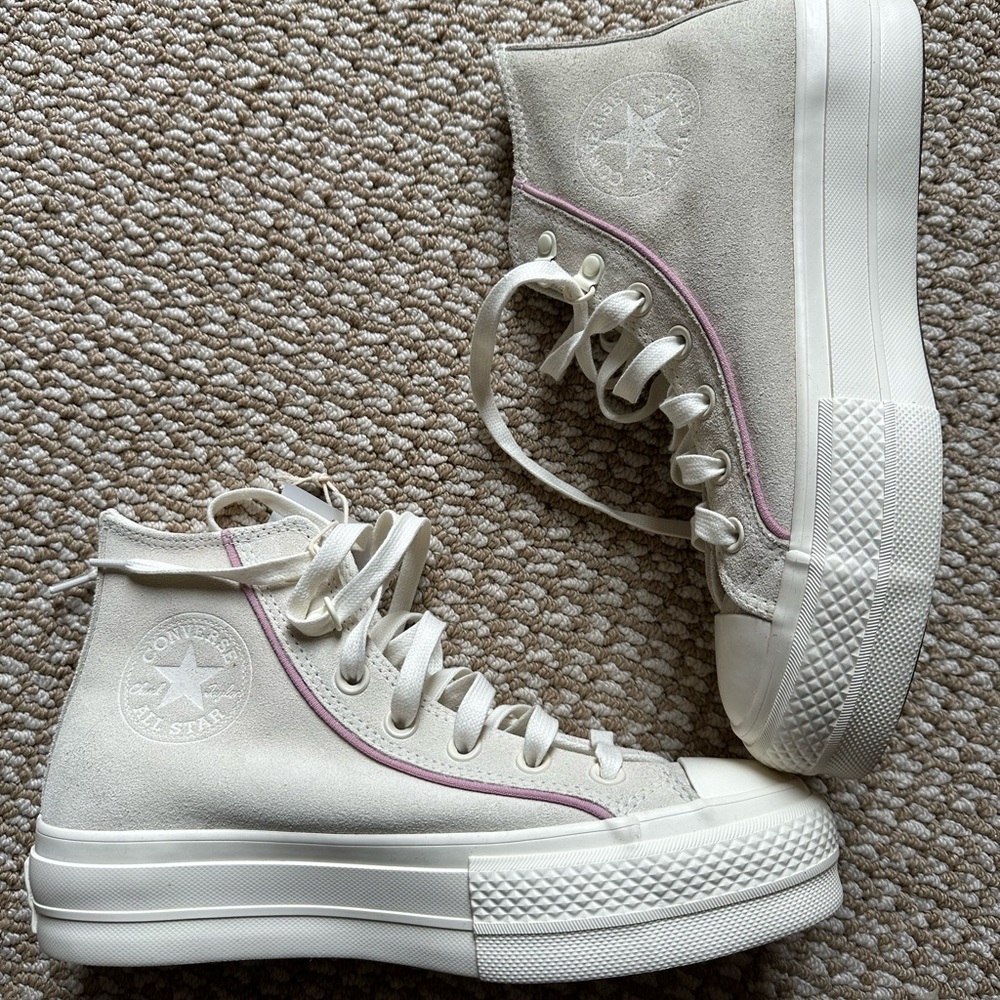 Converse cream suede high tops, brand new, never worn, size 7